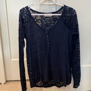 Abercrombie & Fitch Henley with Lace Sleeves & back, Size S